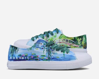 Monet Hand PAINTED FLORA canvas shoes, floral design