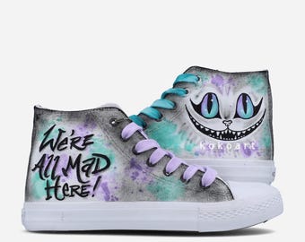 Hand-Painted Canvas Shoes – Cheshire Cat, "We're All Mad Here"