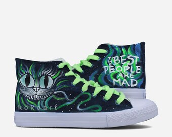 We&#39;re All Mad Here Hand painted shoes