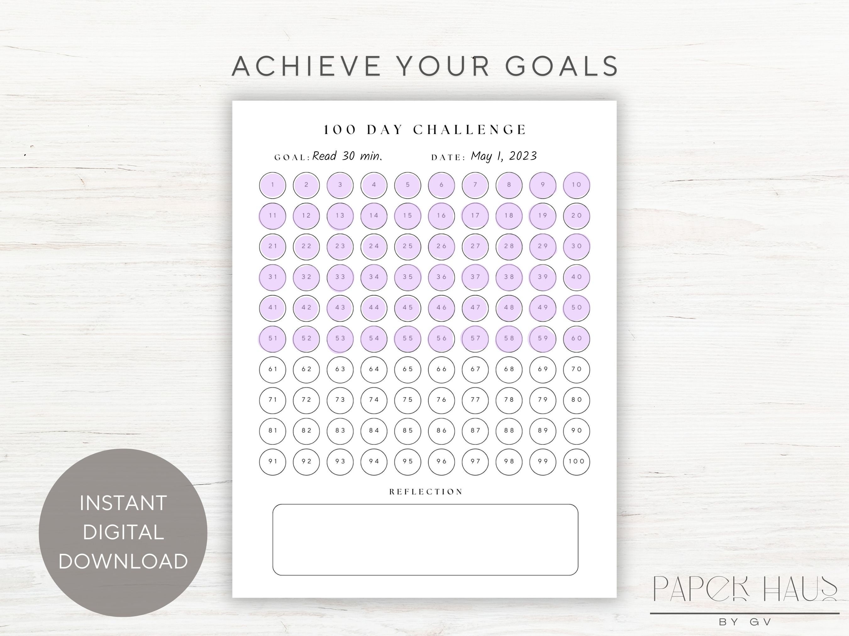 100 Day Challenge Tracker Habit Tracker Page Goal Setting Progress ...