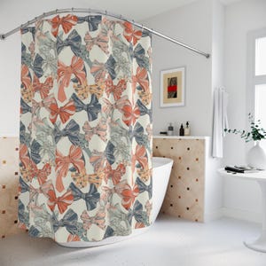Coquette Bow Shower Curtain, Farmhouse style shower curtain, Kids bow shower curtain, Dorm decor bow shower curtain, bow, bathroom decor