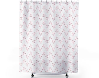 Minimalist Coquette Pink Flower Shower Curtain, Pink Bathroom decor, College dorm shower curtains, Preppy, Aesthetic, Cute shower curtain