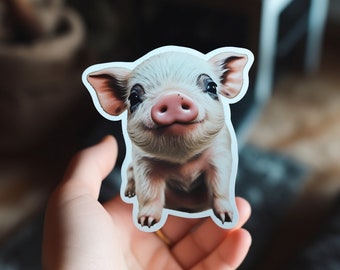 realistic little pig sticker, cute pig sticker, realistic animal stickers, farm animal stickers, mini stickers, mini pig stickers, 2 inch