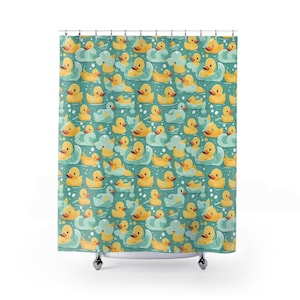Rubber Duck Kids Shower Curtain-- Artistic-- Cute-- Aesthetic-- Pretty-- guest room-- Kids room-- Bathroom Curtain