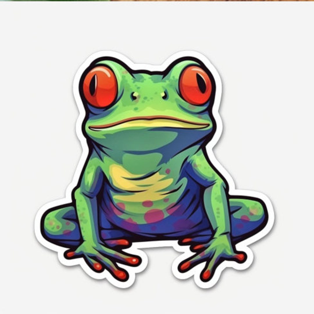 Frog Sticker Red Eyed Tree Frog Sticker Funny Frog Sticker Etsy