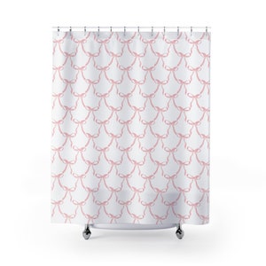 Coquette Pink Bow Shower Curtain, Bow Shower Curtain, Coquette, Girly, Old Money Style Decor, Pink Shower Curtain, Bow bathroom decor