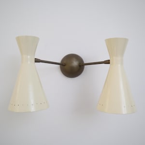 Mid Century Modern Double Sconce Solid Brass Wall Lamp For Bedroom