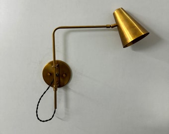 Radiant Elegance Handcrafted Raw Brass Wall Lamp with Chic Single Arm