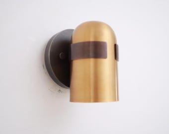 Modern Brass Cylinder Shape Wall Sconce Mid Century Wall Light Fixture