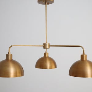 3 Arm Full Brass Chandelier Handmade Mid Century Modern Ceiling Light