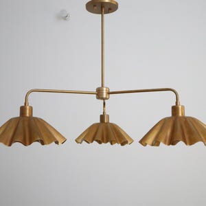Solid Raw Brass Chandelier 3 Arm Modern Ceiling Light for Home Interiors