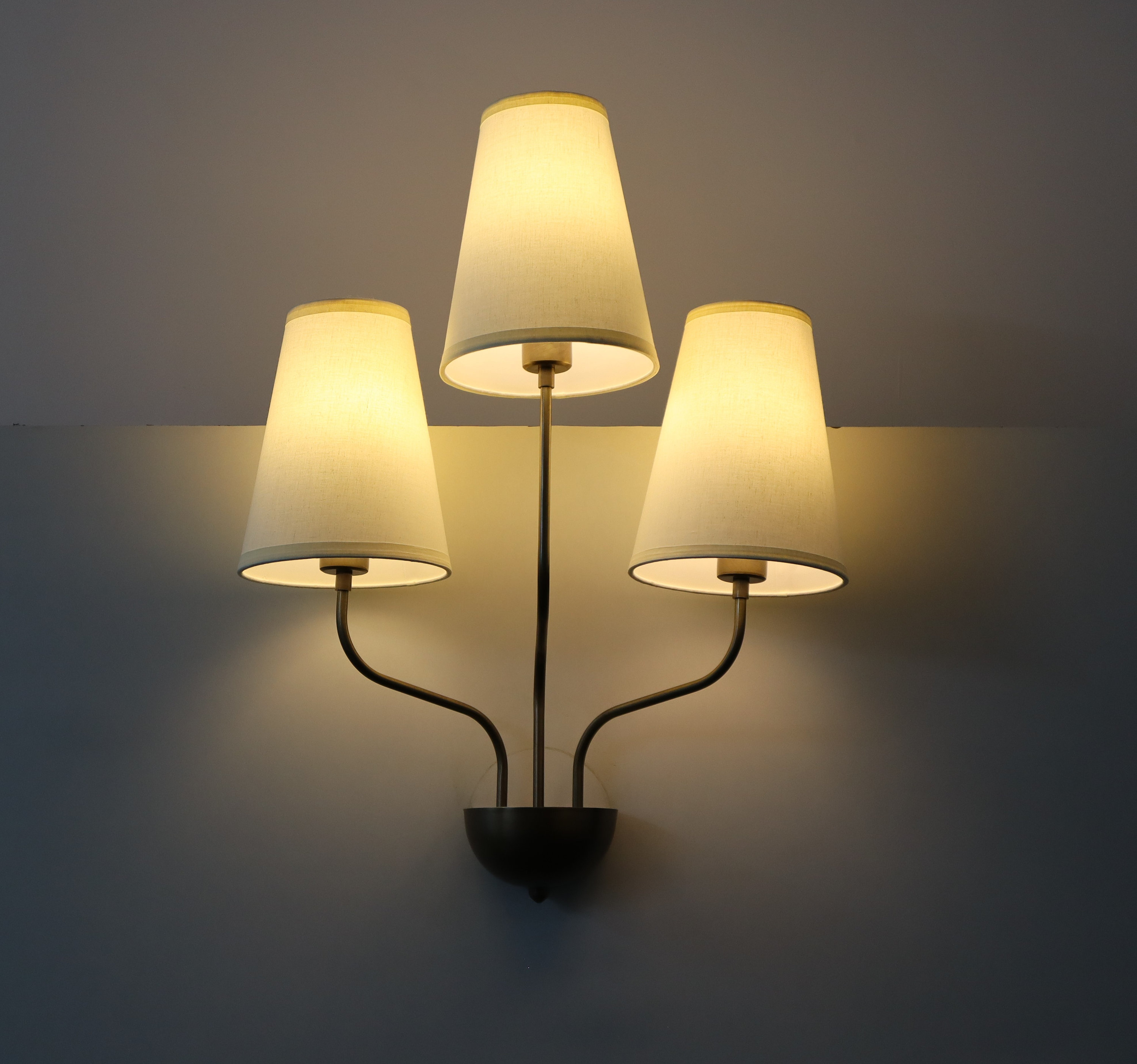 Handcrafted Brass Triple Arm Wall Lamp