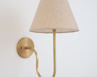 Handcrafted Brass Wall Lamp with Alabaster Shade, Modern Sconce Lighting
