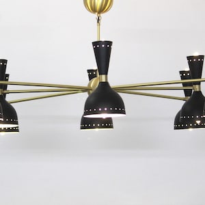 Elegant Flush Mount Mid Century Modern Solid Brass 16 Light Chandelier Handmade