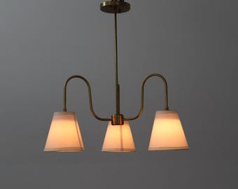 3 Arm Brass Chandelier Elegant Mid Century Lighting