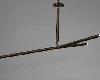 Linear Chandelier Brass Y-Shaped Pendant Light for Dining Rooms