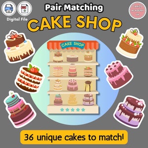 Juego de simulación de pastelería imprimible / Juego de emparejamiento de sombras / Hoja de trabajo de actividades para niños / Educativo / Padres, maestros, vacaciones en Reino Unido