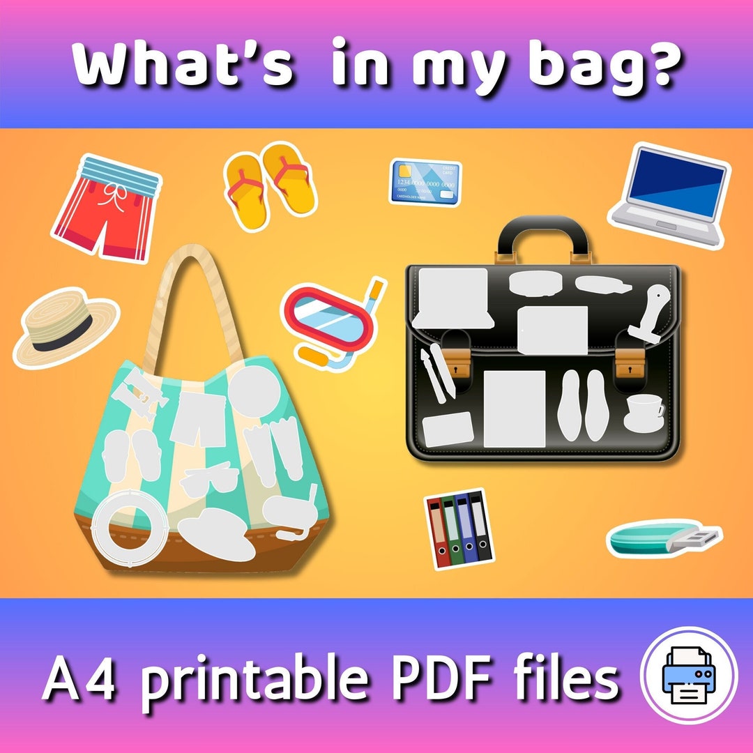 Printable Pretend Play Shadow Matching What is in My Bag Kids ...
