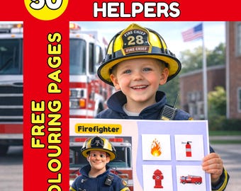 50 Community Helpers Sorting Mat, Preschool Printable Toddler Activity Montessori Jobs Kid Occupation Matching Game Colouring Pages INCLUDED