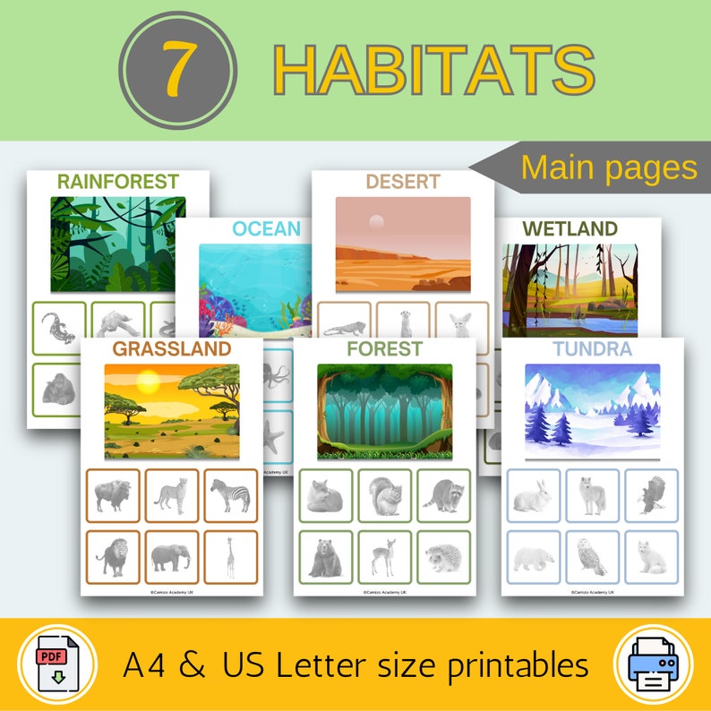 Animals Habitats - Shadow Matching - Worksheets for Kids | Homeschool ...