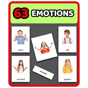 Cartões de Emoções e Sentimentos - Flashcards Montessori de 3 partes | Imagens reais | Educação domiciliar | Recursos pré-escolares | Imprimível para professores educacionais