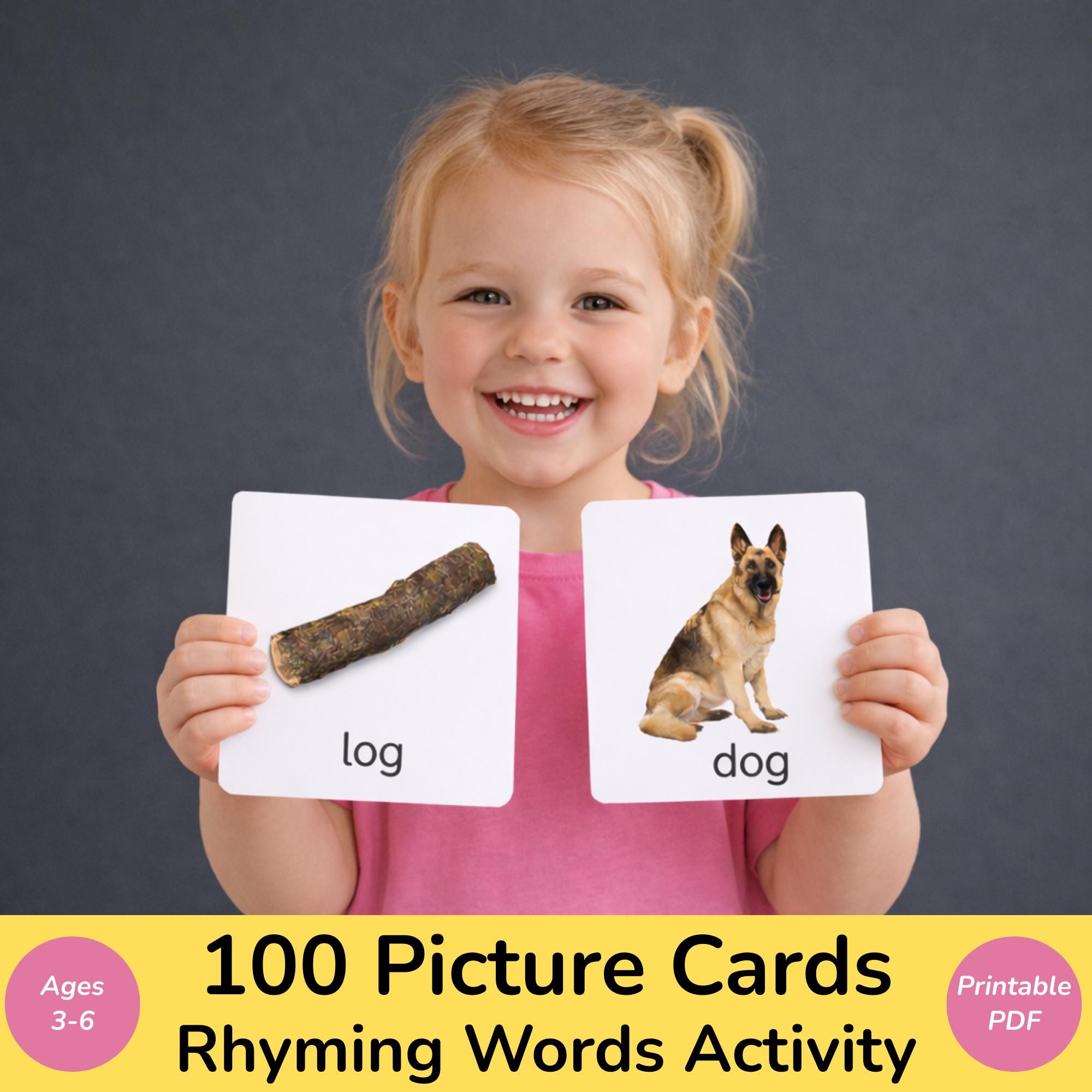 Rhyming Words Matching Cards Printable | Preschool Phonics Activity ...