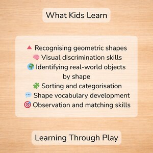 Educational benefits of Montessori shape sorting cards. Supports shape recognition, visual discrimination, vocabulary development and sorting skills for preschool kids.