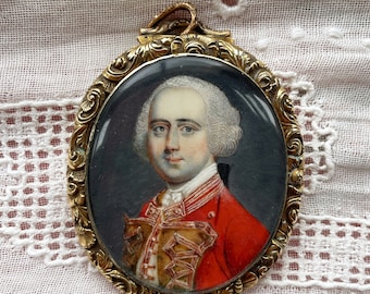 Georgian English Gentlemen Portrait Miniature Pendant /Locket