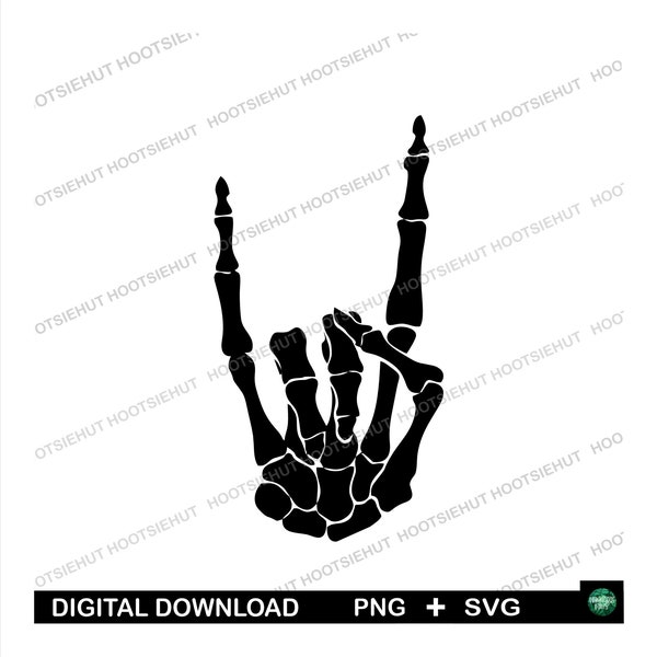 Skeleton Rock On PNG SVG, Digital Download File png, Cricut Cut File svg