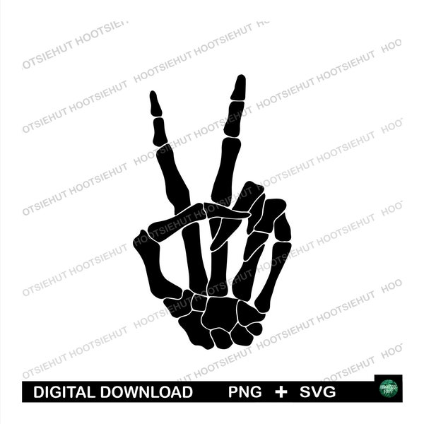 Skeleton Peace Sign SVG, Skeleton Peace Hand Svg, Skeleton Peace Svg, Skeleton Peace Sign Cut Files, Cricut, Silhouette, Png, Svg