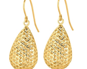 14K Yellow Gold Large Open Tear Drop Earring for Women.