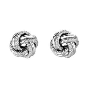 925 Sterling Silver Mini Textured & Polished Love Knot Earring Pushback for Women 7mm image 1