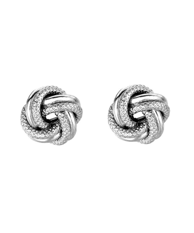 925 Sterling Silver Mini Textured & Polished Love Knot Earring Pushback for Women 7mm image 1