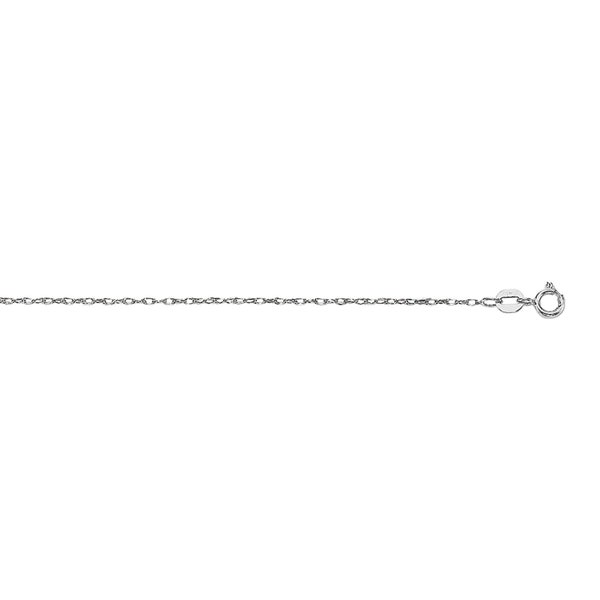 14K White Gold .85mm Machine Rope 16" Chain (Carded) with Spring Ring” , Gift for Women, Pendant Chain