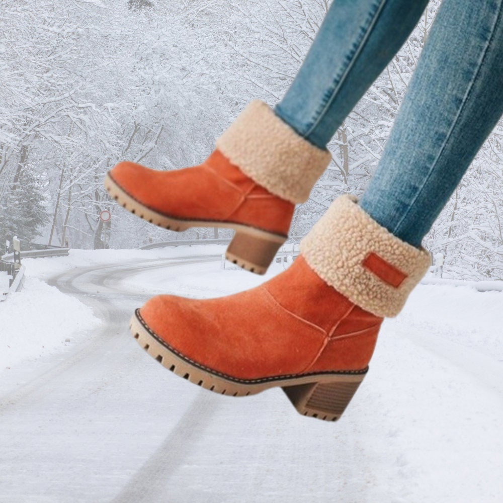Women flocking booties top casual adjustable buckle shoes
