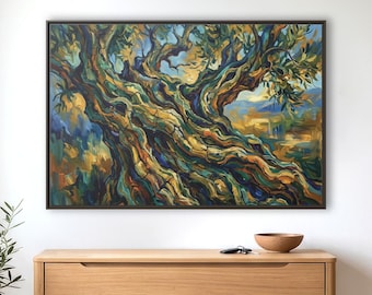 Olive Tree Abstract Large Canvas Print, Holy Land Wall Art, Christian Faith Nature Artwork