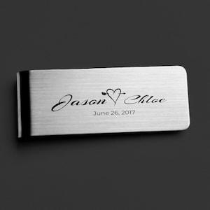 Dinero personalizado, clip de dinero, regalo personalizado del marido, regalo de los padrinos, regalo de aniversario, regalo para papá, clip de dinero inoxidable, titular del dinero