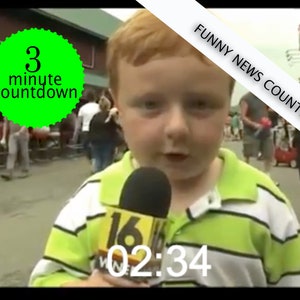 Funny news countdown video. 3 minute countdown video for youth group or events. Funny News interviews.