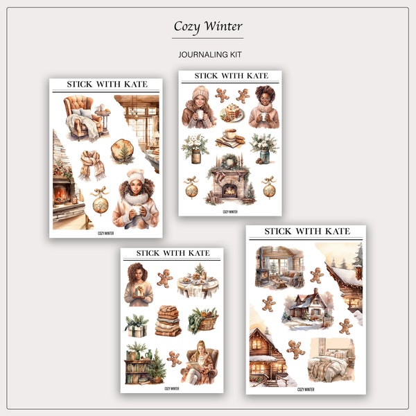 Cozy Winter Journaling Kit | Printable Stickers | Planner Stickers