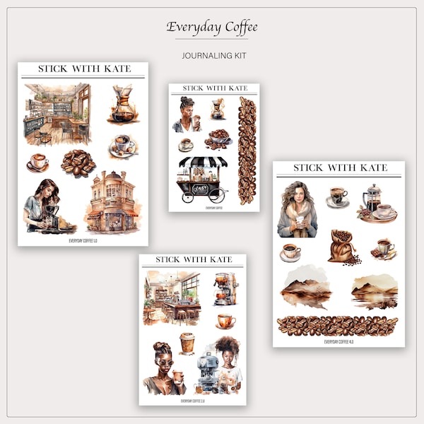 Everyday Coffee Journaling Kit | Printable Stickers | Planner Stickers