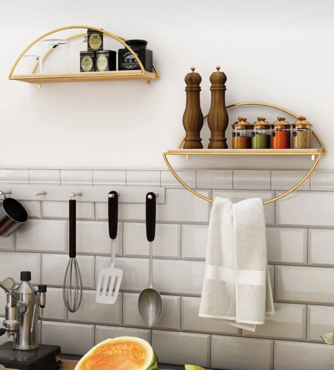 Solid Wood Display Shelf Wall Shelf Decorative Kitchen Etsy