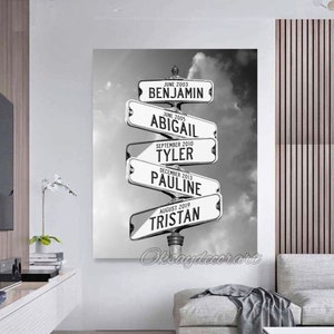 Personalized Name Vintage Street Sign Canvas Wall Art, Custom Name Intersection Sign Wall art, Best Gift For Сouple