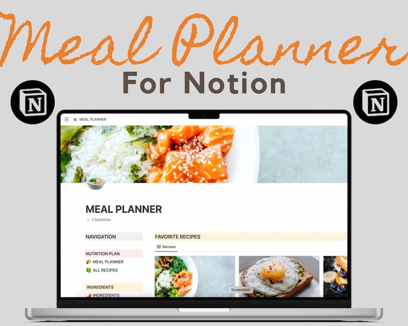 Meal Planner for Notion Meal Prep Notion Template Notion Etsy