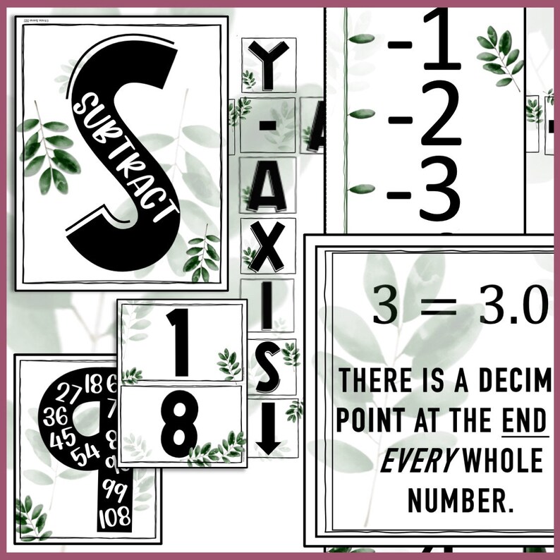 Middle and High School Math Classroom Decorations - Farmhouse Greenery ...