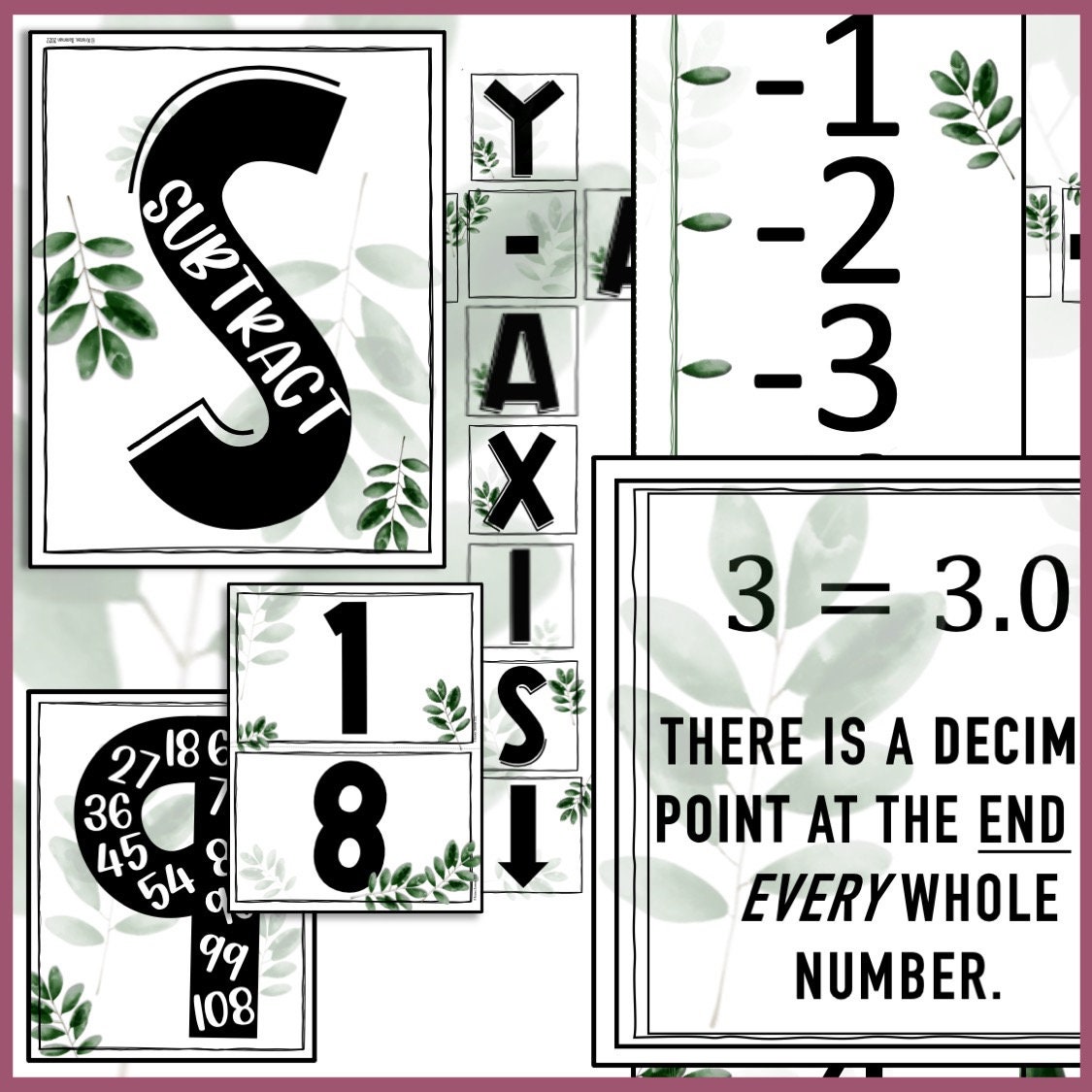 Middle and High School Math Classroom Decorations - Farmhouse Greenery ...