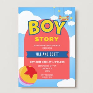 Boy Story Baby Shower Invitation, Baby Shower, Boy Baby Shower, Invitations, Toy Story Theme, Baby Shower Theme, boy story babyshower