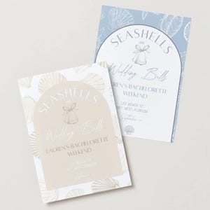 Seashells Wedding Bells Bachelorette Invitations (Digital Template)
