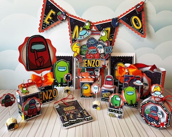 0008 - Entre EE.UU. 5 - Cajas de favor personalizadas, etiquetas de suministros para fiestas digitales, pastel imprimible, kit de fiesta, decoración de cumpleaños