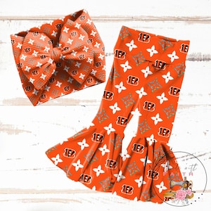 Cincinnati Bengals baby bummies, Headwrap or flare pants