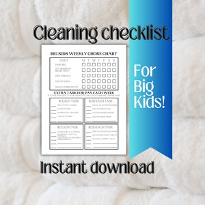 Kids Chore Chart, Cleaning Checklist, kids daily checklist, cleaning schedule, cleaning planner, Family Chore Chart